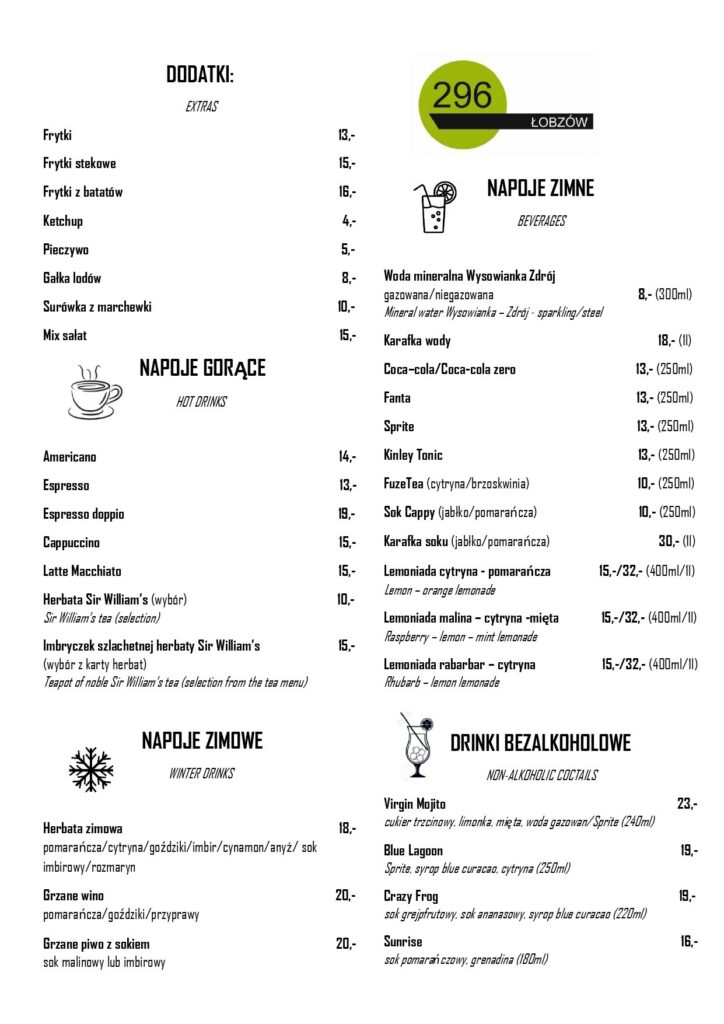 Łobzów 296 - menu - Napoje, Drinki bezalkoholowe